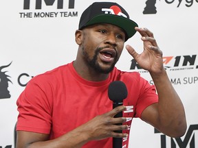 Floyd Mayweather Jr. speaks during a news conference at the Mayweather Boxing Club on Dec. 6, 2018, in Las Vegas.