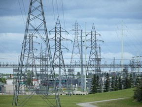 Manitoba Hydro power lines in Winnipeg. Fewer staff than originally expected will be given layoff notices by Manitoba Hydro.