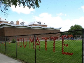 A message left at Earl Grey School in Winnipeg on Monday. Teachers will head back to school on Sept. 2 to prepare for students who will return on Sept. 8.