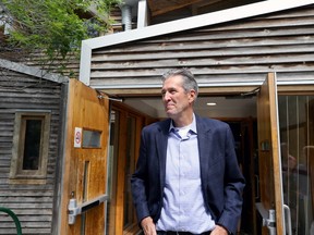 Premier Brian Pallister enters the courtyard at FortWhyte Alive for a press conference in Winnipeg on Thurs., June 25, 2020. Kevin King/Winnipeg Sun/Postmedia Network