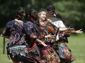 A Persian dancers perform at Assiniboine Park during the Ethnocultural Council of Manitoba Stronger Together event on Saturday.