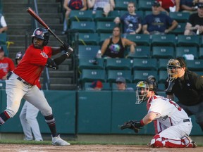 Winnipeg Goldeyes’ Darnell Sweeney broke a scoreless deadlock in the bottom of the eighth with a solo home run just to the right of straightaway centre field.