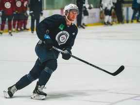 Winnipeg Jets centre Cody Eakin participates in a drill at the team's training camp on Monday, July 13, 2020.
Scott Unger/Winnipeg Jets