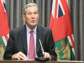 Brian Pallister addresses media on Tuesday, July 14, 2020.