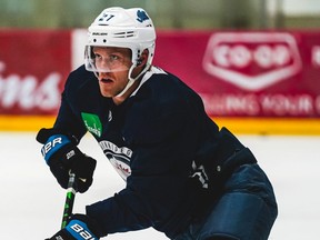 Nikolaj Ehlers of the Winnipeg Jets takes part in a team workout on Mon. July 13, 2020.
Handout