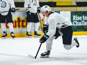 Winnipeg Jets forward Kyle Connor takes part in Jets training camp at the Iceplex on Wednesday.