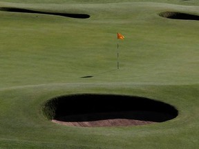 General view of the 18th green during the first round - Royal Troon, Scotland, Britain.