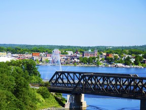 A vantage point of the Kenora Harbourfront from Tunnel Island Trail.