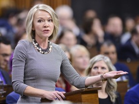 Conservative MP Candice Bergen stands during question period in the House of Commons on Parliament Hill in Ottawa on Tuesday, Feb. 18, 2020. THE CANADIAN PRESS/