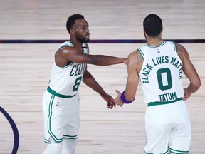 Containing the Celtics' Kemba Walker (left) and Jayson Tatum will be the Raptors' biggest challenge.