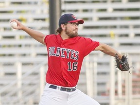 Goldeyes starting pitcher Frank Duncan allowed two runs (one earned) in 7.1 innings to get the win as Winnipeg beat the Fargo-Moorhead RedHawks on Aug. 13, 2020.