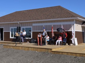 The Manitoba Metis Federation (MMF) at the grand opening of the new Frank Bruce Métis Seniors Complex in St. Laurent on Monday. Supplied photo.