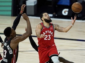 Raptor Fred VanVleet had a big game against the gritty Miami Heat on Monday. GETTY IMAGES