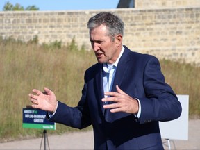 Premier Brian Pallister announces a $6 million endowment fund for the former Oak Hammock Marsh Interpretive Centre, renamed the Harry J. Enns Wetland Discovery Centre on Thursday, Sept. 10, 2020 near Stonewall, Man. Josh Aldrich/Winnipeg Sun