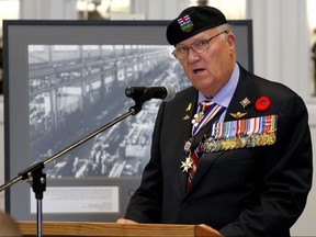 Alberta Lt. Gov. Don Ethel speaks at the ceremony honouring the anniversary of The Battle of Britain held at the Museum of the Regiments in Calgary, Alberta on Sept. 19, 2010.