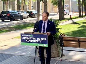 Health, Seniors and Active Living Minister Cameron Friesen announces funding for improved mental health and addictions at the HSC in Winnipeg,