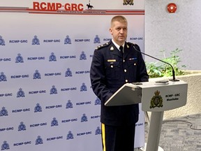 Superintendent Michael Koppang, officer in charge of RCMP Major Crime Services, speaks with media in Winnipeg. James Snell/Postmedia