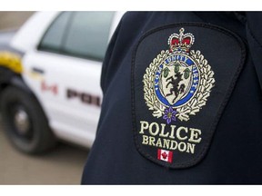 The shoulder patch on a Brandon Police Service officer