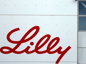 The logo of Lilly is seen on a wall of the Lilly France company unit, part of the Eli Lilly and Co drugmaker group, in Fegersheim near Strasbourg, France, February 1, 2018.