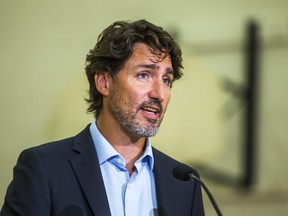 Canadian Prime Minister Justin Trudeau makes an announcement at Yorkwoods Public School in Toronto, Ont. on Wednesday August 26, 2020.