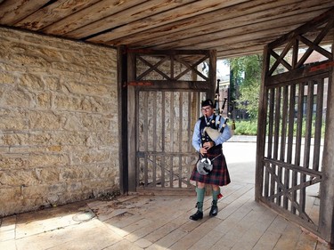 Cameron Dawson performs at a Pop-up Piper event at Upper Fort Garry in Winnipeg on Sunday, Sept. 6, 2020.