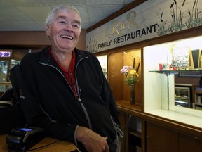 Roger Perron is one of the partners behind RnR Family Restaurants, which have knocked off the three remaining Perkins chain locations in the city. Perron is pictured by a nameplate painted by server Chantel Miyai at its Pembina Highway location in Winnipeg on Wed., Sept. 9, 2020. Kevin King/Winnipeg Sun/Postmedia Network