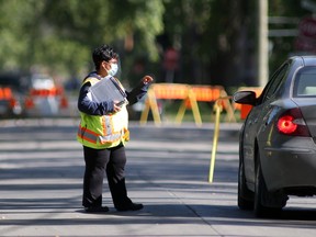 People continue to attend the COVID-19 testing site, on Main Street on Saturday.