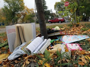 A memorial near the corner of Andrews Street at Boyd Avenue in Winnipeg on Monday, Sept. 28, 2020. Jennifer Dethmers, 30, was killed at the scene while her 10-month-old son tragically passed away on Wednesday.