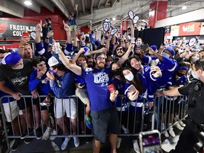 Ryan McDonagh of the Tampa Bay Lightning celebrates with fans during the 2020 Stanley Cup Champion rally on September 30, 2020 in Tampa, Florida.