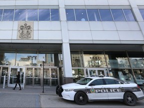 On New Year's Eve, Winnipeg Police Service Headquarters security staff observed a sedan driving erratically near the HQ building. Police said the vehicle had driven through the transit corridor on Graham Avenue and then onto the sidewalk near the front vestibule on the northwest corner. The male driver drove dangerously around the building – ramming two overhead police garage doors and hitting a Winnipeg Transit bus twice.
