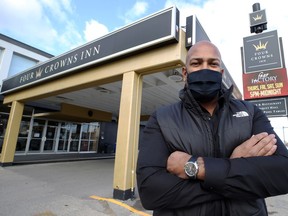 Four Crowns Inn owner Ravi Remberran is pictured outside the restaurant and event centre on McPhillips Street in Winnipeg on Monday, Oct. 19, 2020.