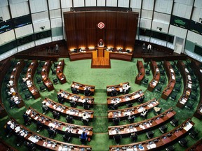 A general view shows the main chamber of the Legislative Council in Hong Kong on Nov. 12, 2020.