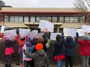 Shauna Leferink’s Grade 4 class from Calvin Christian School in Winnipeg tried to brighten the days of residents and staff at Donwood Manor personal care home with messages of thanks on Friday, Nov. 6, 2020.