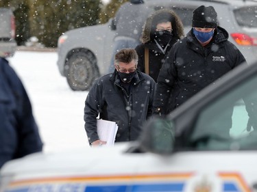 Manitoba Justice officials at Church of God, south of Steinbach, Man., on Sunday, Nov. 29, 2020.