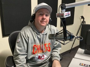 Andrew “Hustler” Paterson on his first day back on air at TSN1290 after rehabbing from a spinal cord injury.