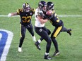Pittsburgh Steelers free safety Minkah Fitzpatrick (39) breaks up a pass in the end-zone intended for Baltimore Ravens tight end Luke Willson (82) to end the first half at Heinz Field on Dec. 2, 2020.