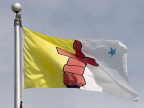 Nunavut's provincial flag flies on a flagpole in Ottawa, Tuesday June 30, 2020.
