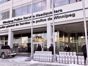 The Winnipeg Police Service delivered 90 food hampers to needy Winnipeggers on Wednesday as part of a one-time initiative to help the elderly. Supplied photo