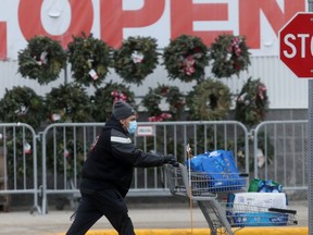 The parking lot of a grocery store, in Winnipeg on Friday.