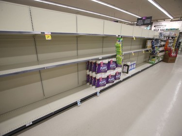 Toilet paper is seeing fast, this almost empty shelf is at the Safeway located at River Avenue and Osborne Street, in Winnipeg.  Manitoba's budget was not tabled today as planned. Thursday, March 12, 2020