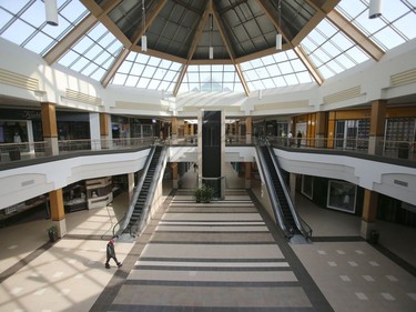 The Pandemic is resulting in fewer and fewer shoppers at retail locations.  This is the inside of the shopping mall CF Polo Park, in Winnipeg.  Wednesday, March 18, 2020.