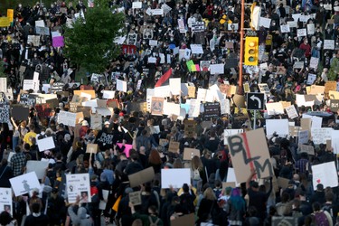 A large number of demonstrators at The Forks for a Black Lives Matter march, in Winnipeg. Friday, June 5, 2020.