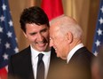 Prime Minister Justin Trudeau and then U.S. Vice President Joe Biden at a state dinner in Ottawa December 8, 2016.