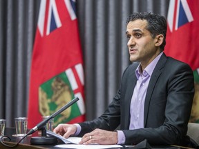 Dr. Jazz Atwal, acting deputy chief public health officer, provides a COVID-19 update at the Manitoba Legislative Building in Winnipeg on Wednesday, Jan. 20, 2021.  
Mikaela MacKenzie/Pool/Winnipeg Free Press