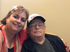 Eddie Calisto-Tavares with her 88-year-old father Manuel, who passed away in November one of over 50 people who died from COVID-19 infection at Maples Personal Care Home.