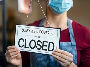 Small business closed for covid-19 lockdown