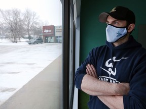 Dino Camire, owner of One Family Fitness, is pictured in his empty St. Vital gym on Wed., Jan. 20, 2021. Kevin King/Winnipeg Sun/Postmedia Network