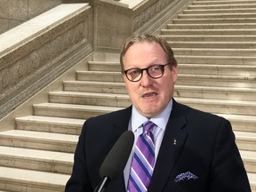 Finance Minister Scott Fielding said the province is waiting on Ottawa to clarify its funding plans for business supports but was not ready to announce new provincial supports either on Friday, Jan. 22, 2021 from the Manitoba Legislature in Winnipeg.