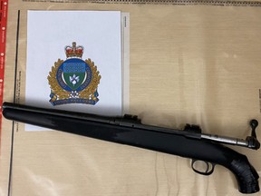 A loaded sawed-off shotgun and ammunition was among the weapons seized during the arrest of three males aged 18, 15 and 17 on Monday morning.