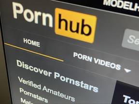 The Pornhub website is shown on a computer screen in Toronto on Wednesday, Dec. 16, 2020.